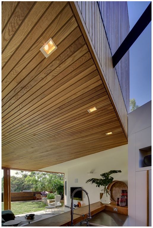 A cieling made from cedar wood for a luxury house