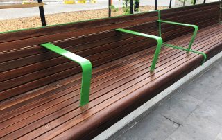 A long wooden bench