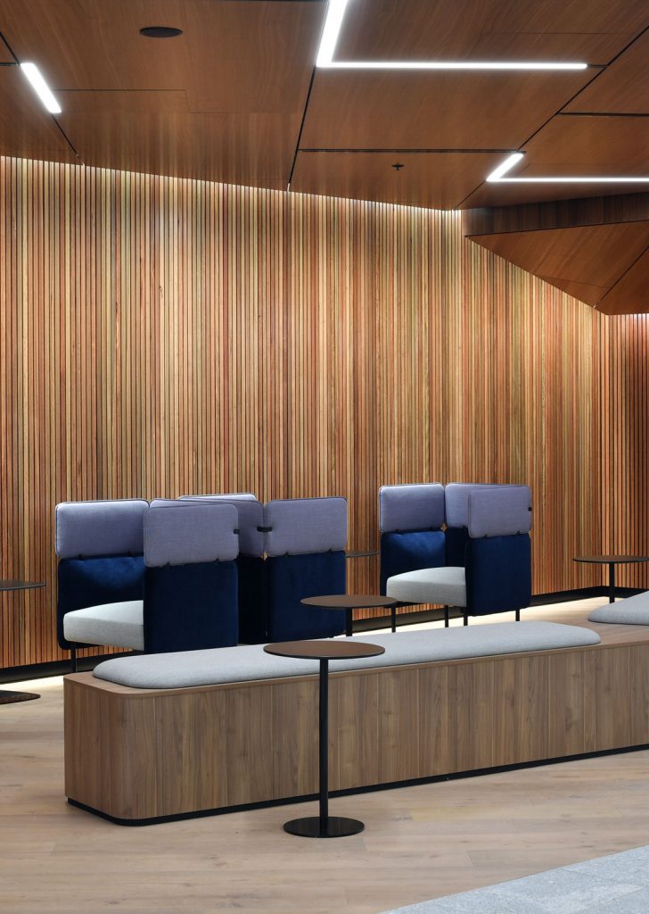 Furniture in a waiting area of a building